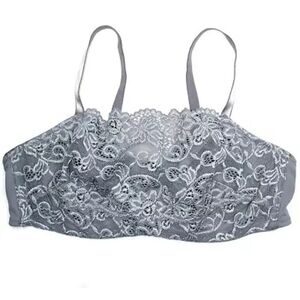 NWOT Olga Gray Pretty Lace Camisole Cami Bra Full Underwire 35263 Gray Sz 42C